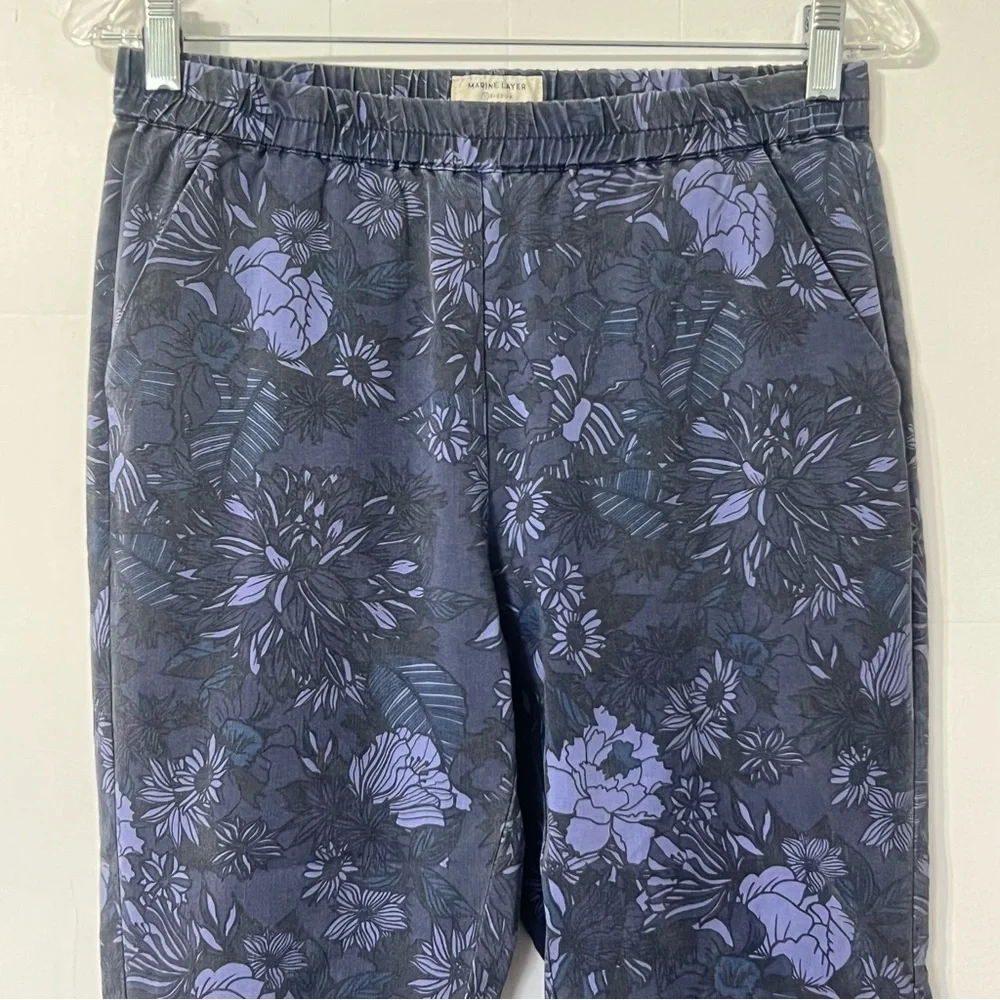 Marine Layer Re-Spun Allison Blue Floral Tropical Botanical Pull On Pants Size S